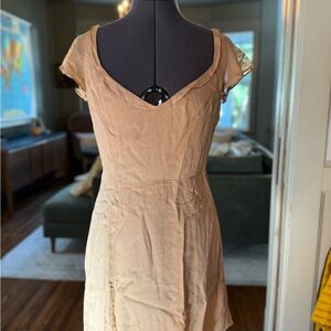Reformation Light Tan Scoop Neck Midi Dress